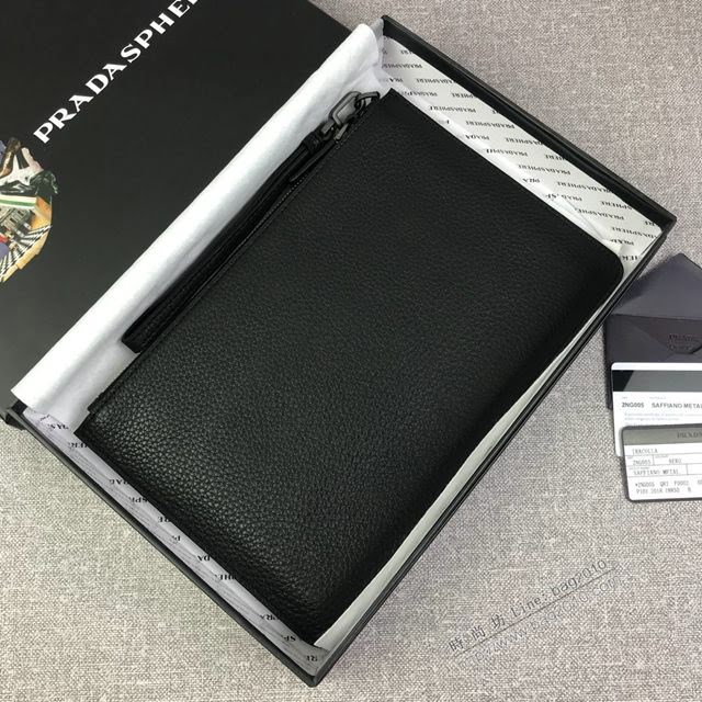 prada手包 普拉達十字紋牛皮手拿包 2NG05V PRADA經典熱賣男士手包  pyd2255